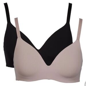 NWT Calvin Klein 2-Pack Wireless Microfiber Bras — Black & Nude